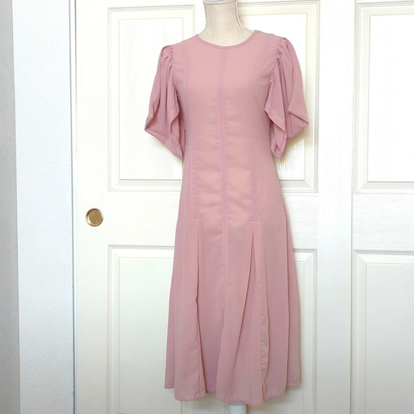Anthropologie Modern Sheer Midi Dress in Pink - Picture 5 of 11